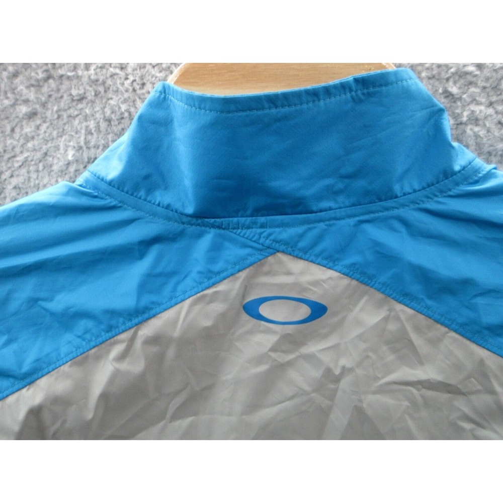 OAKLEY Men's Large Polyester Windbreaker Lightweight Jacket Blue Grey