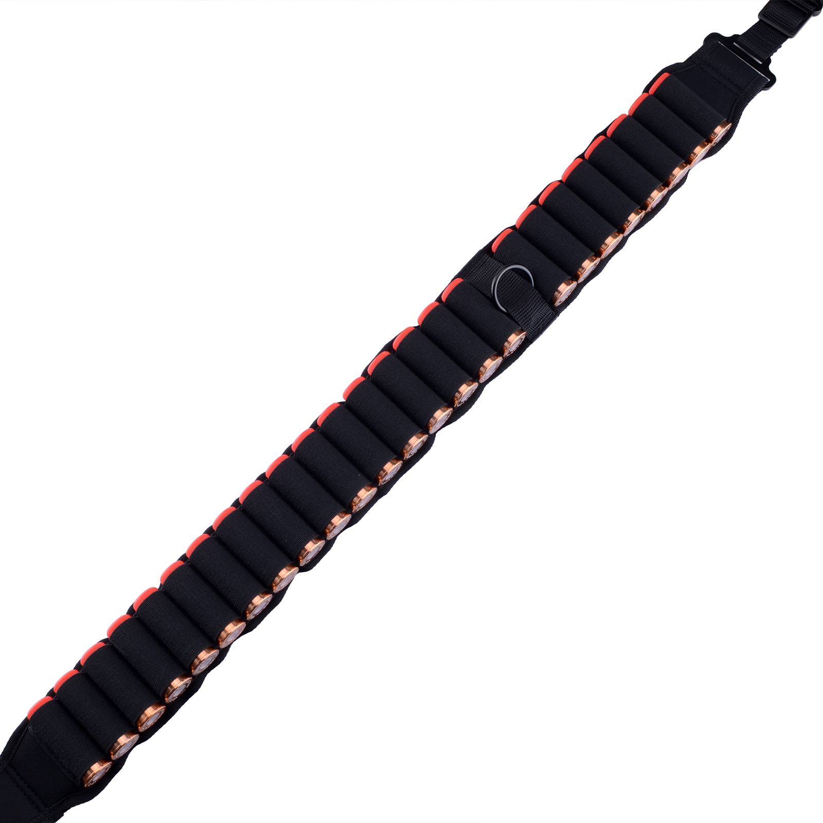 Black Shotgun Sling with 25 Shell Holder, 2 Point Non-Slip Adjustable Ammo Sling