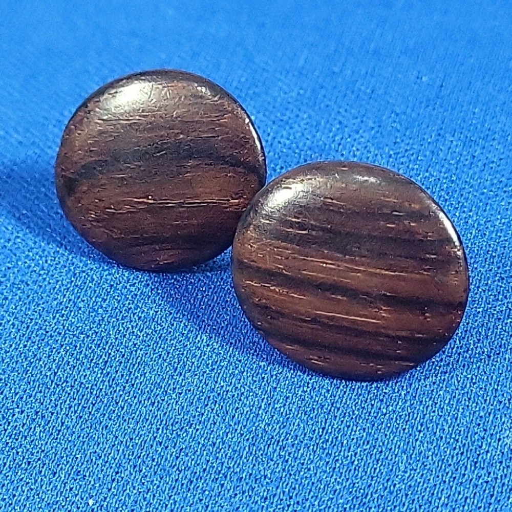 Vintage Woodgrain Earrings Button Style Dot Pierced Post Studs
