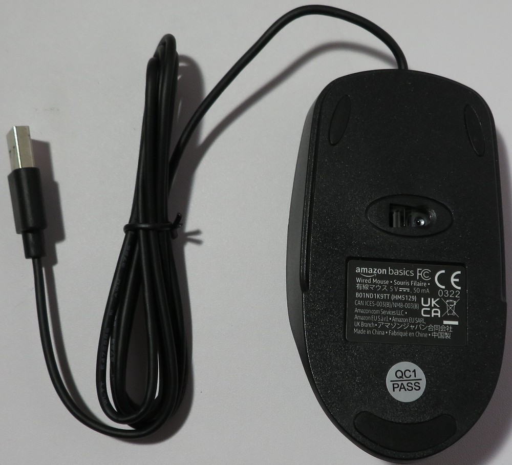 NEW In BoxAmazon Basics 3-Button Wired USB Computer Mouse, Single Black