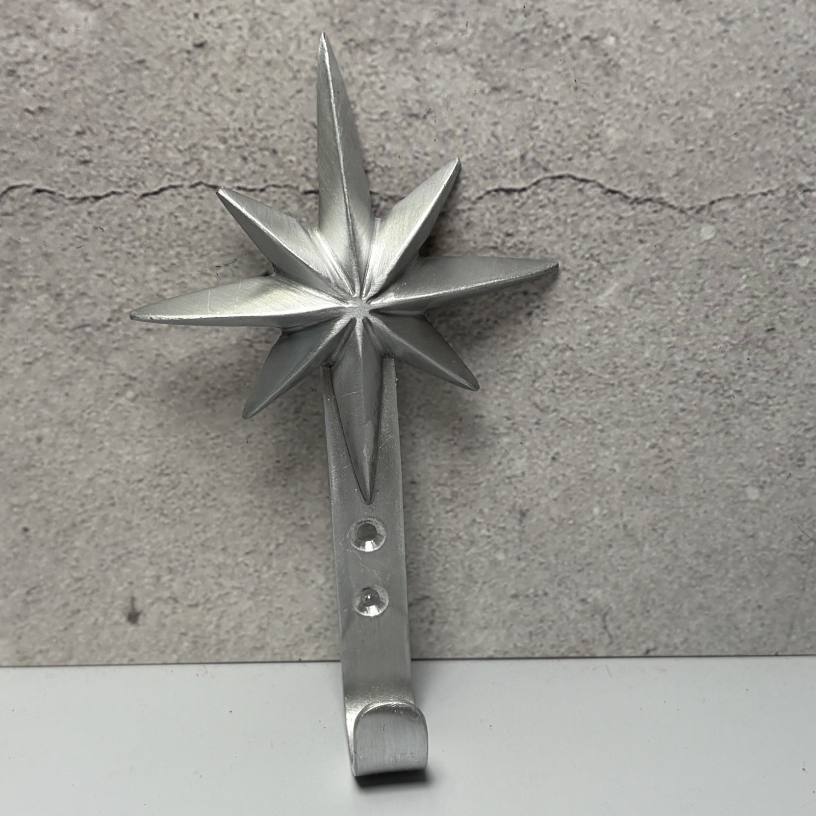 MCM Atomic Star Burst Metal Silver Robe Towel Hook Holder Wall Mount Bathroom 5"