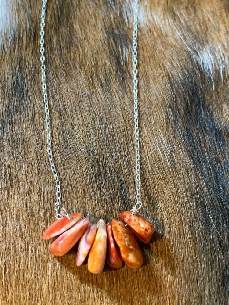 ORANGE SPINY ~ STERLING ~ NECKLACE