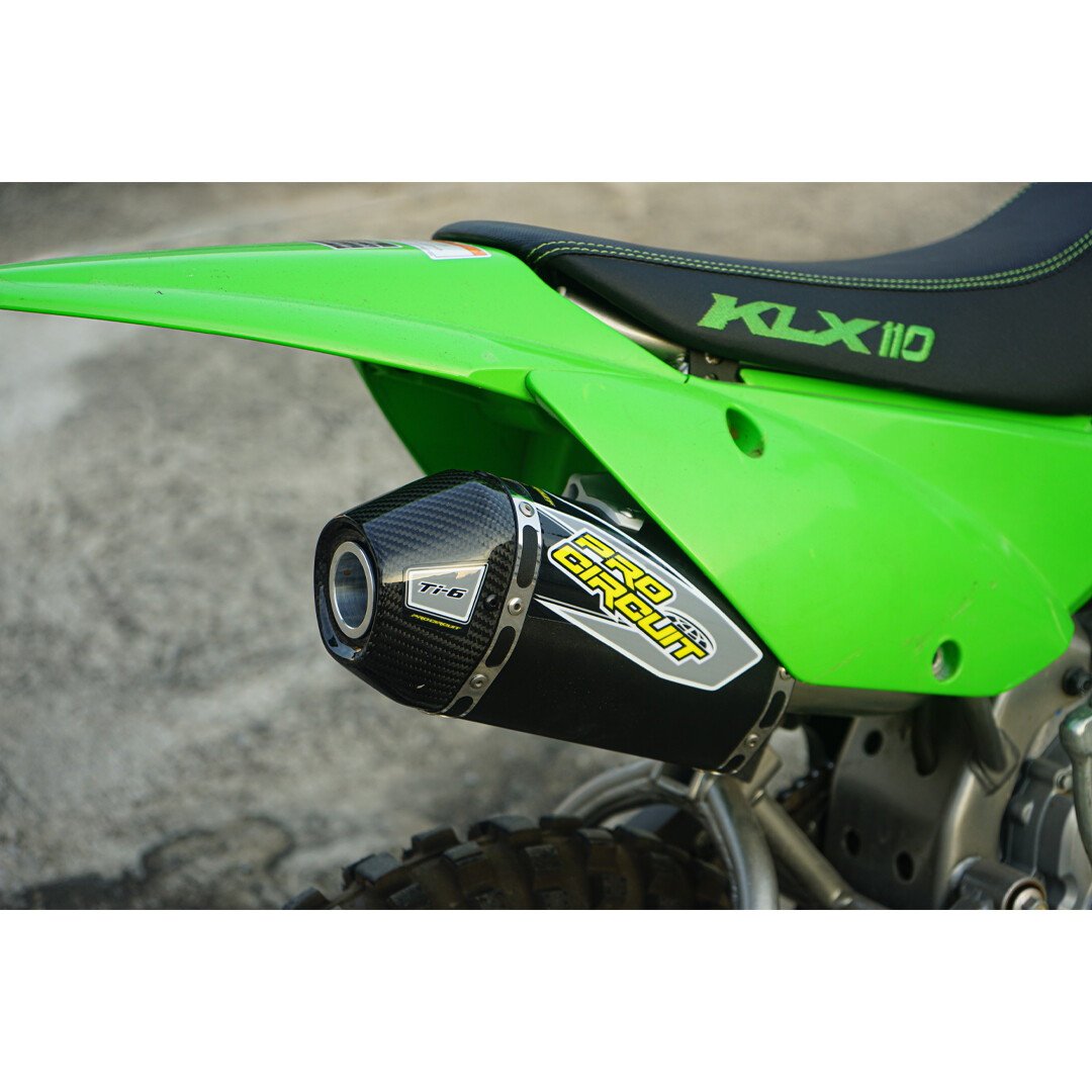 PIPE EXHAUST MUFFLER RACING CARBON FULL SYSTEM BLACK KAWASAKI KLX110 KLX110L