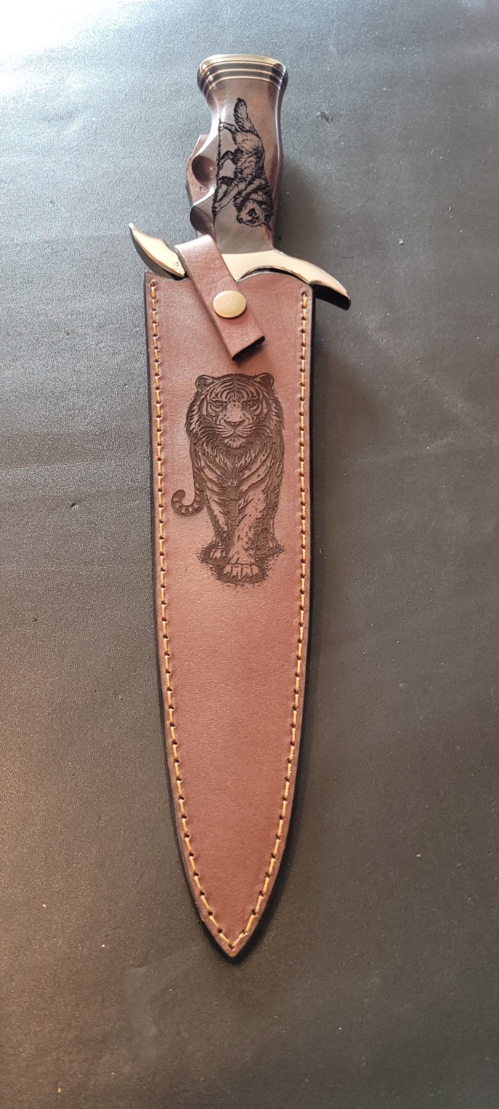 Impact Cutlery Custom D2 Steel Dagger Knife Engraved Rosewood Handle- 2402