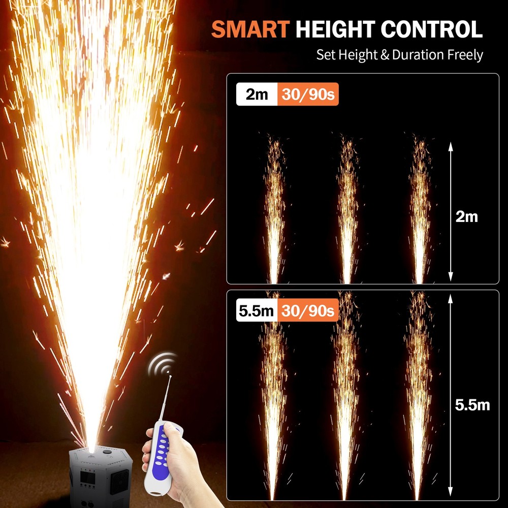 Stage Firework Machine 1200W DMX Cold Spark Machine with Wireless Remote Control