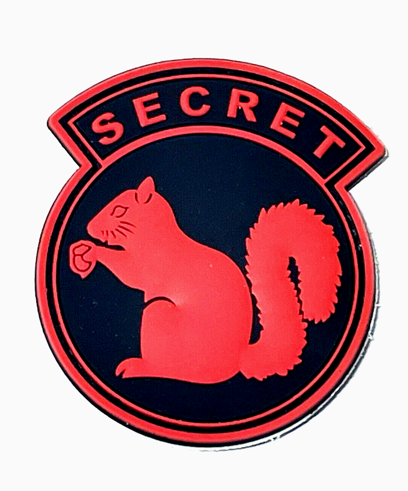Top Secret Red Squirrel Black Ops PVC Rubber Patch, Tactical Hook & Loop Patch