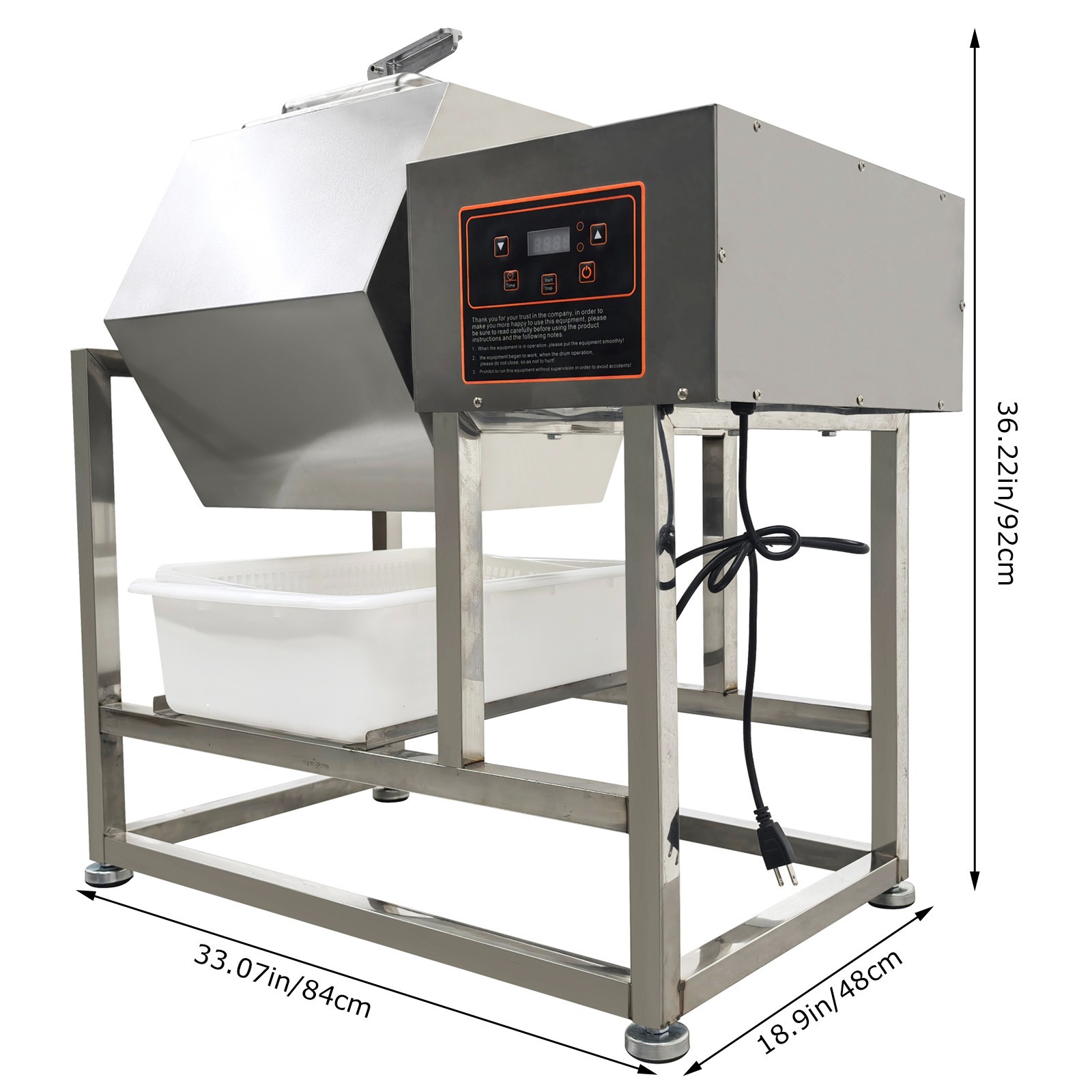 70L Commercial Meat Vegetable Tumbler Marinator Hexagonal Stainless Steel 110V