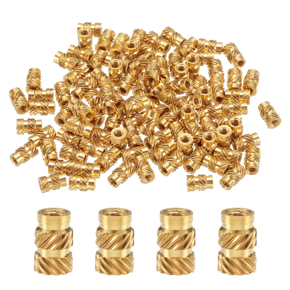 100pcs M2 Threaded Inserts Brass Heat Set Insert M2x5.5mm, OD 3.5mm Knurled Nuts