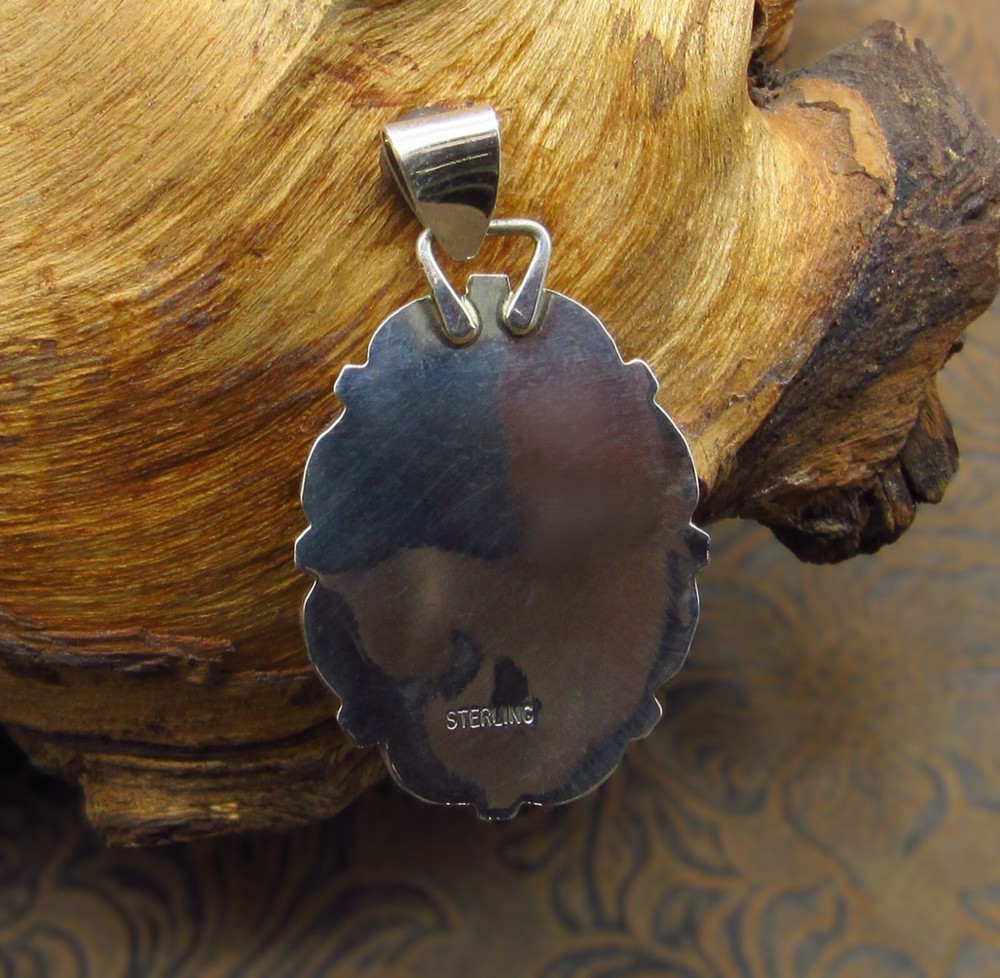 *Large Malachite Lovely Shadowbox Sterling Silver Pendant