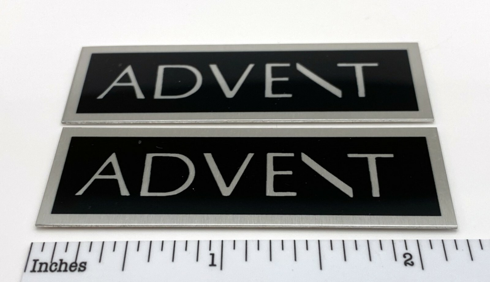 Advent Speaker Badge Logo Emblem Pair Custom Made Aluminum