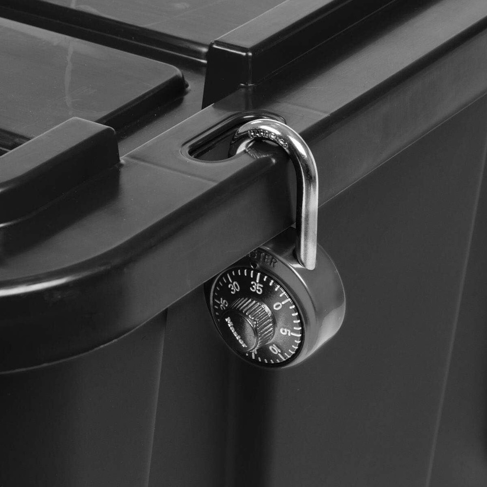 4 Pack Large All-Weather Heavy-Duty Stackable Storage Plastic Bin Tote Container