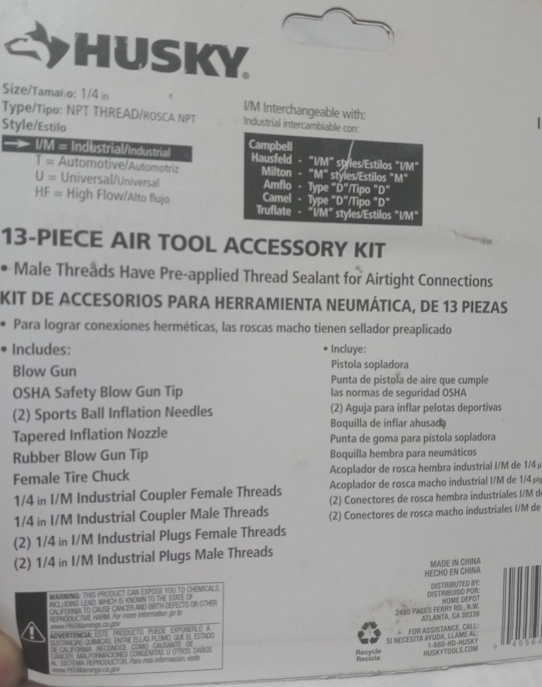Husky 13 Piece Brass Air Compressor Accessory Kit 1/4" compressor setup