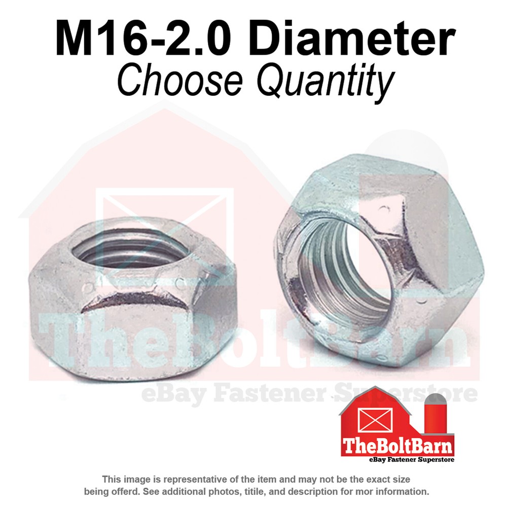 M16-2.0 Class 10 Hex Top Lock Nuts Zinc Clear Coarse Thread (Pick Quantity)