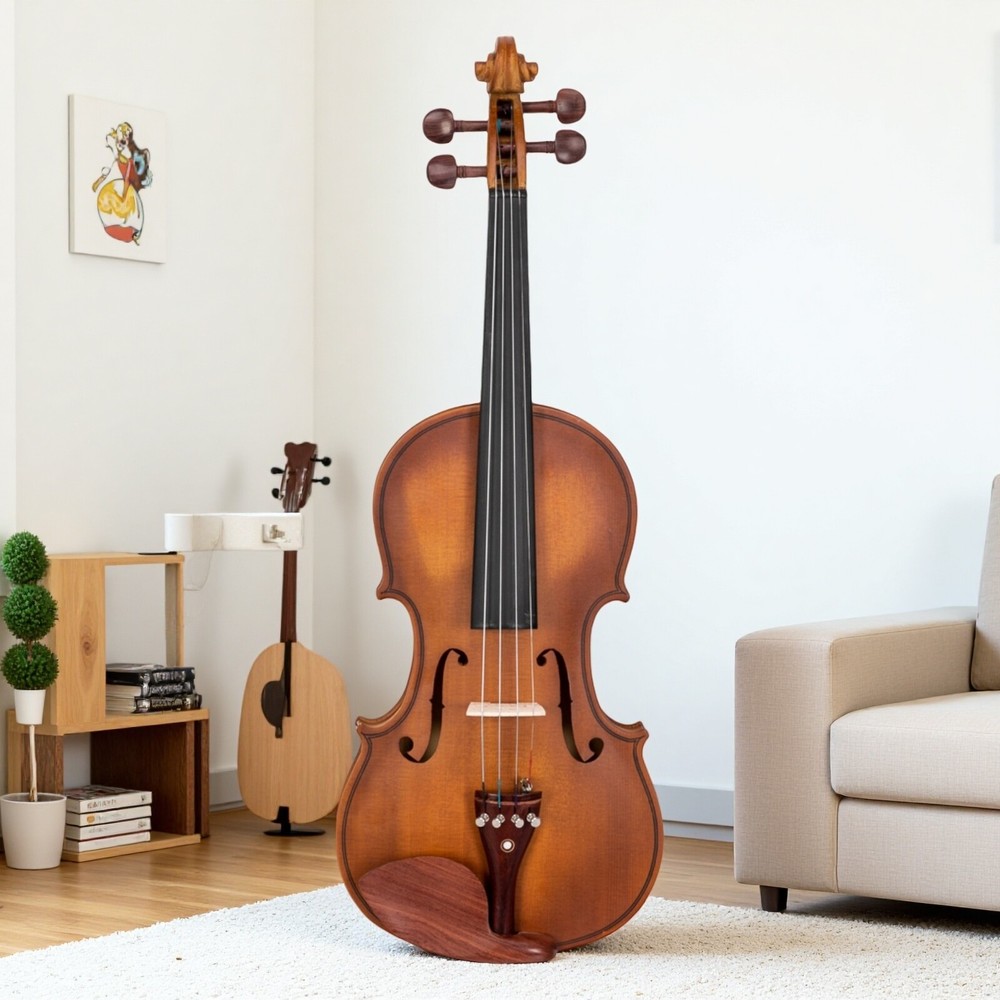 4/4 Solid Spruce Top Acoustic Beginner Violin Set - Shoulder Rest, Tuner, Matte