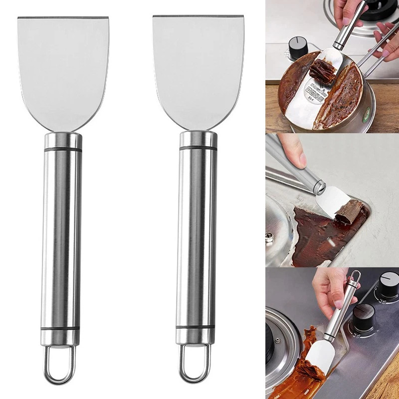 2× Stainless Steel Spatula Multi-Purpose Scraper Kitchen Cleaning Tools Spatula