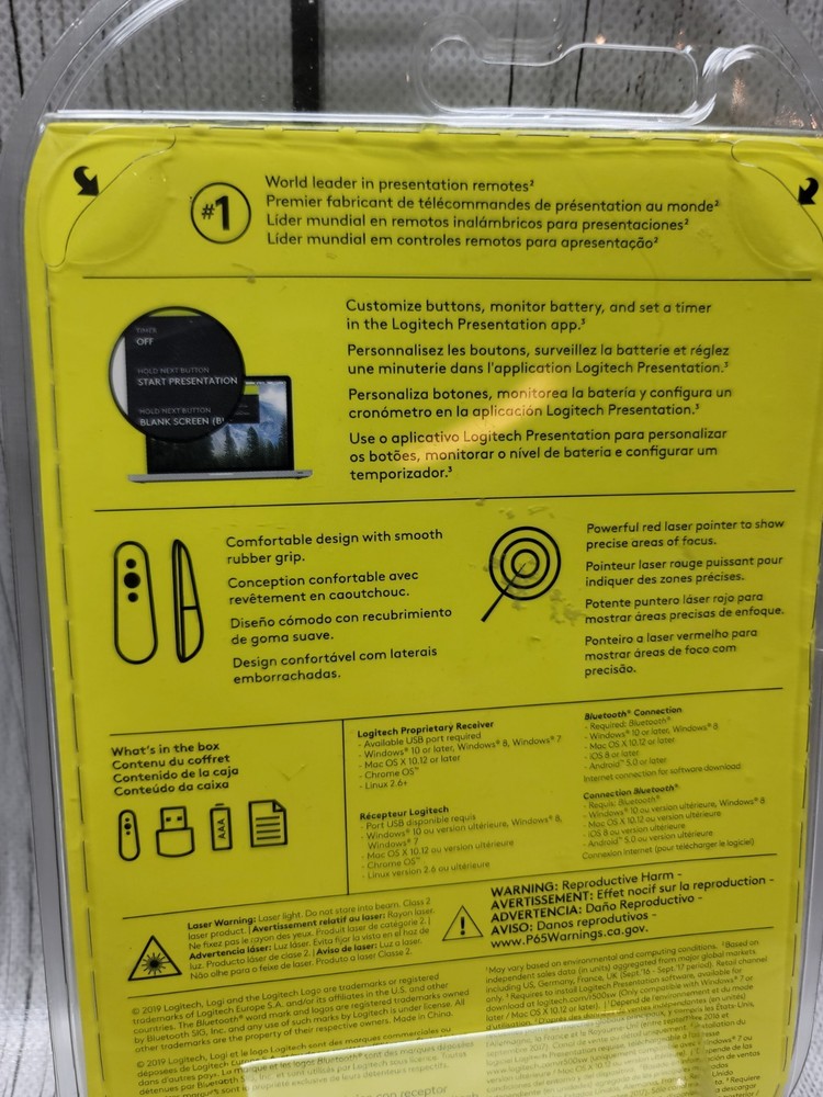 Logitech R500 Wireless Presenter Laser Presentation Remote Graphite 65ft New