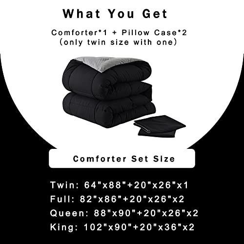 Comforter Set -All Season Bedding Comforters Sets with 2 Queen Black/Grey