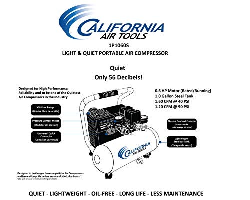 CAT-1P1060S Light & Quiet Portable Air Compressor, Silver 1-(Pack)