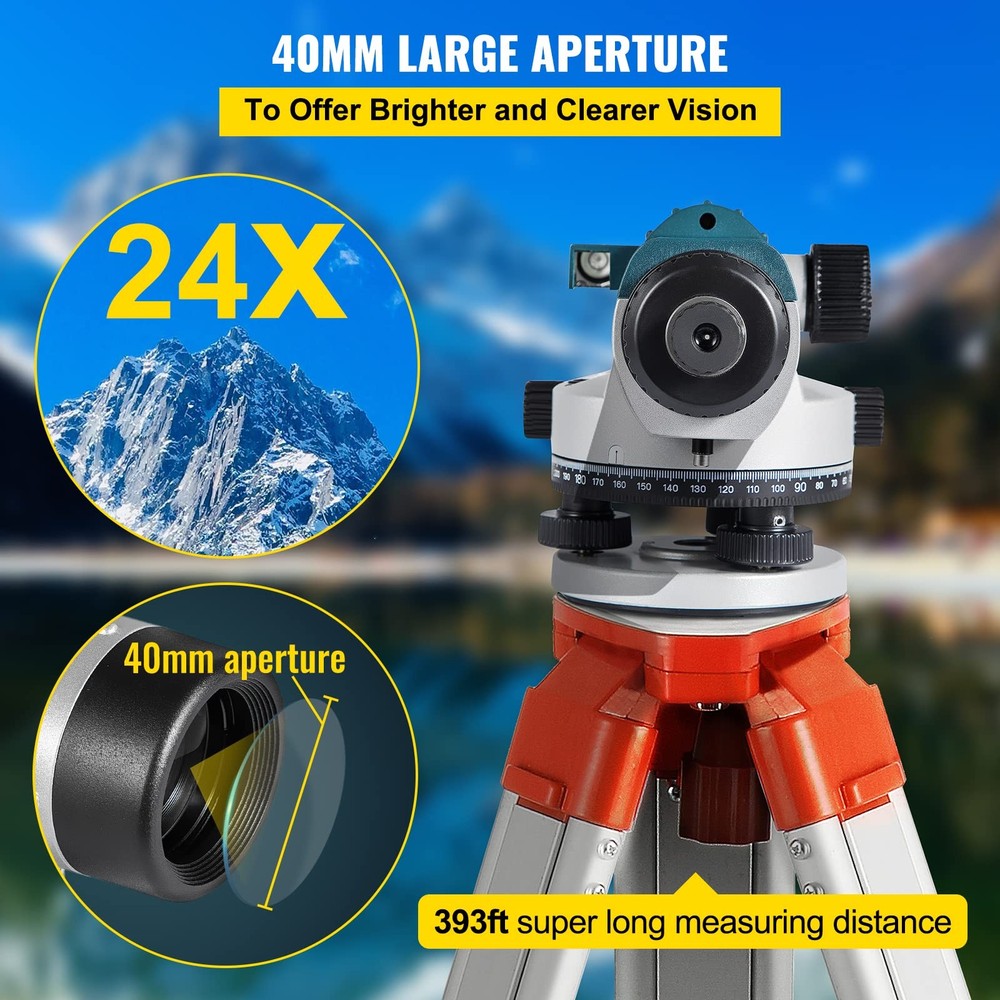 24X Automatic Optical Level 40mm Lens Accurate Self Leveling with Case