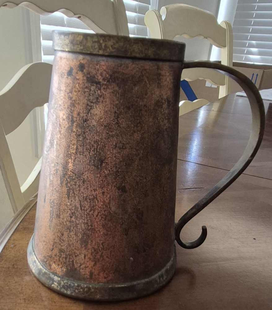 Vintage Primitive Looking Stein Copper And Brass