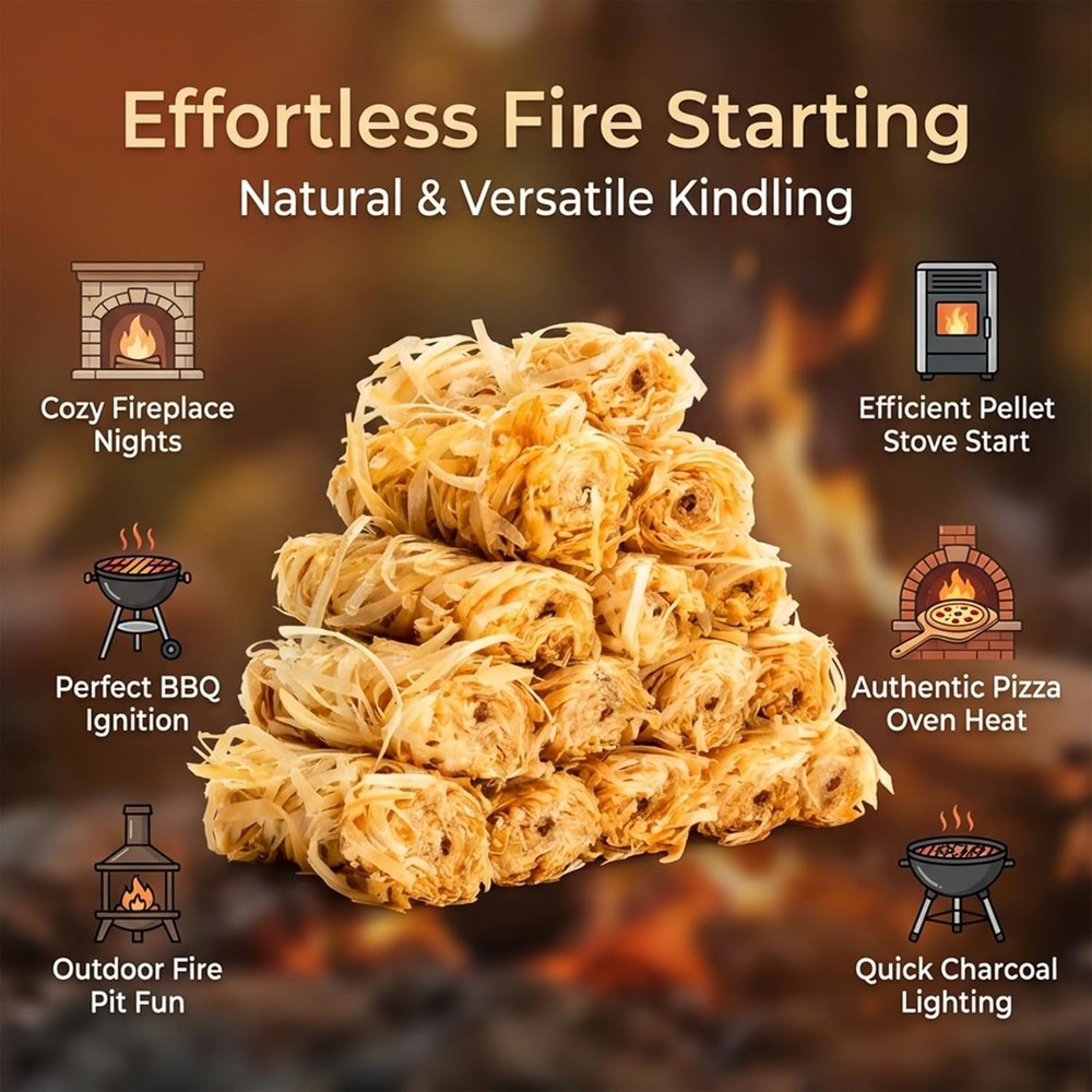 15PCS Quick Ignite Fire Starter - Fire Starter Rolls for BBQ Fireplace, Charcoal