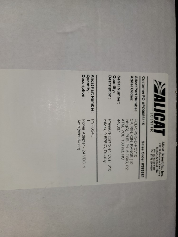 Alicat Scientific PCD-5PSIG-D-PCV10 pressure Controller