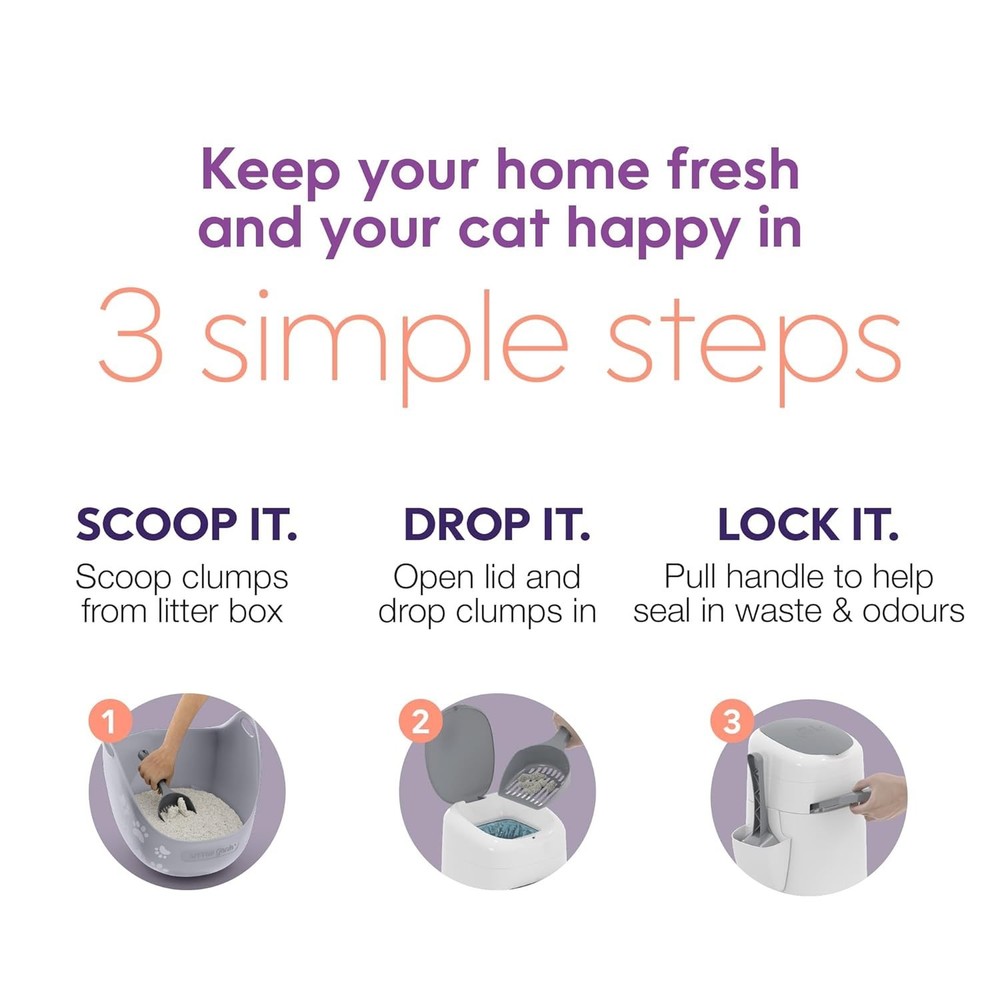 Style Pail Cat Litter Box Waste Disposal System for Odor Control Includes 1 S...