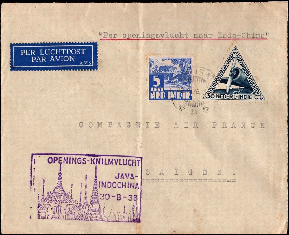 Netherlands Indies 1938 KNILM Opening Flight Java–Indochina