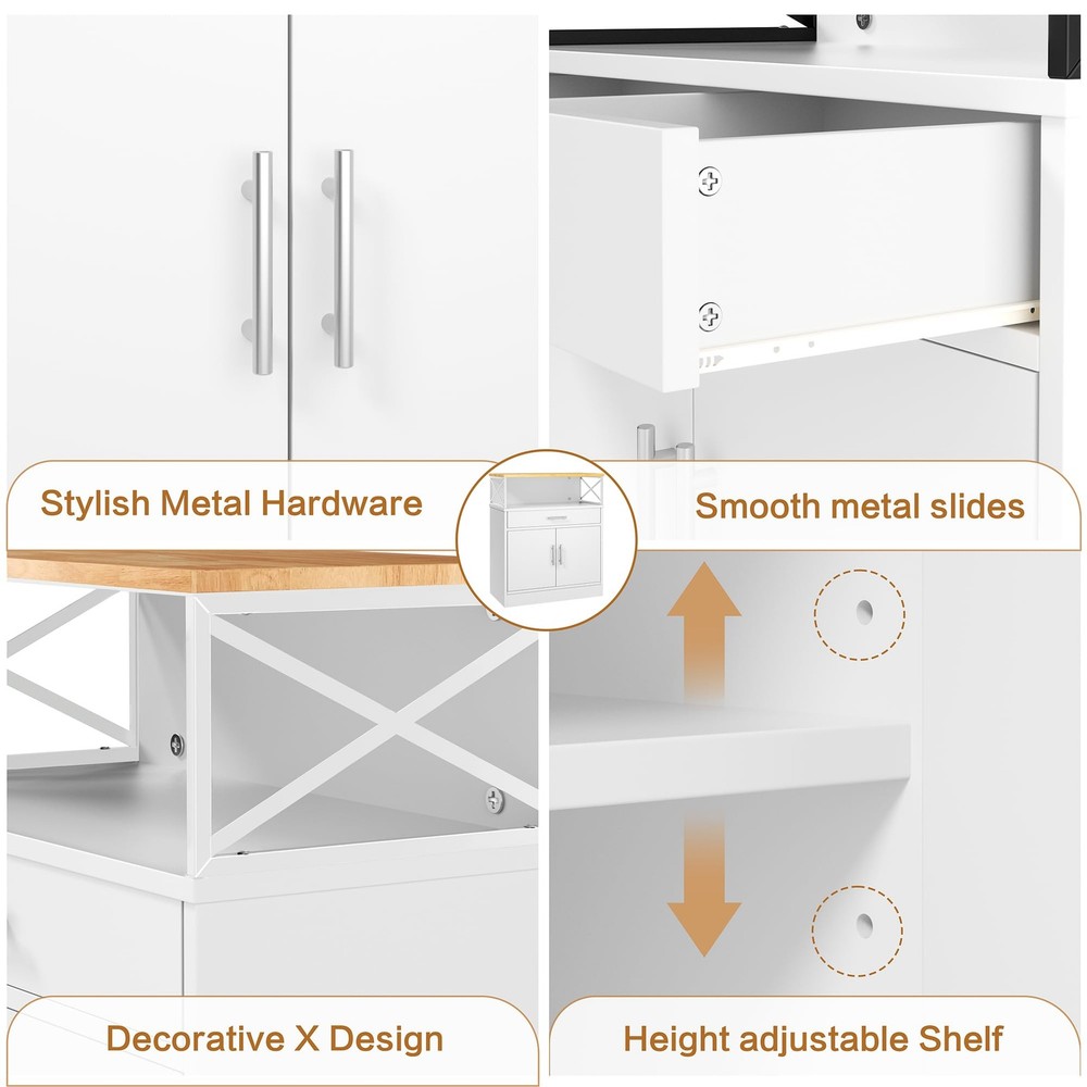 Kitchen Buffet Cabinet with Adjustable Shelf, Modern Kitchen Storage Cabinet,...