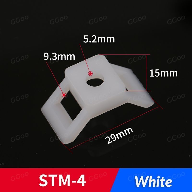 Cable Tie Mounting Base Mount Saddle Type Wire Holder - Black or White