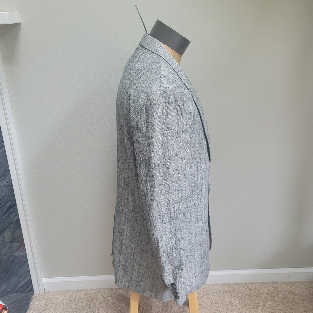 Savile Row Blazer 2 Button Coat Jacket Black Herringbone 34L