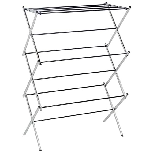 Amazon Basics Foldable Portable Metal Clothes Drying Rack for Indoor Air Drying,