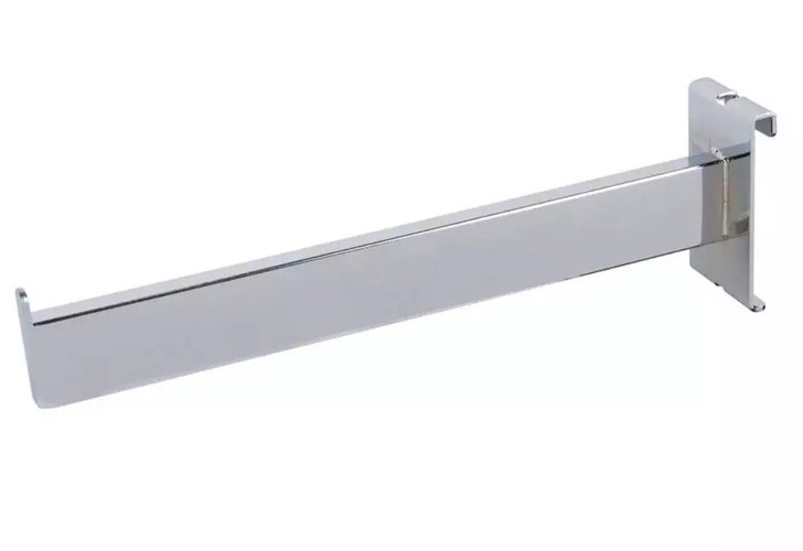 4 Pack) Econoco RG/12 Chrome 12" Rectangular Tube Straight Arm Grid Wall Hanger