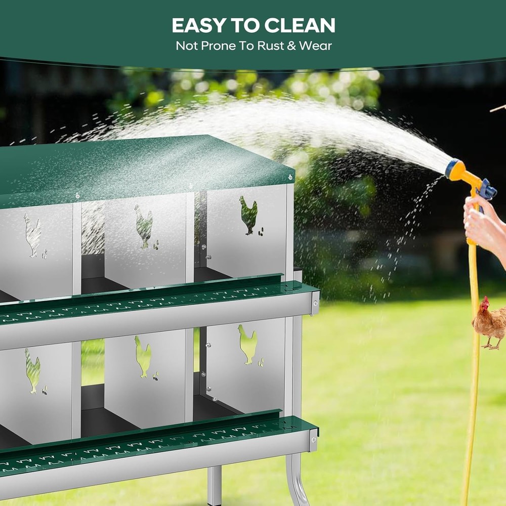 6 Compartments Chicken Nesting Boxes,Green Nesting Boxes for Chickens & Hens