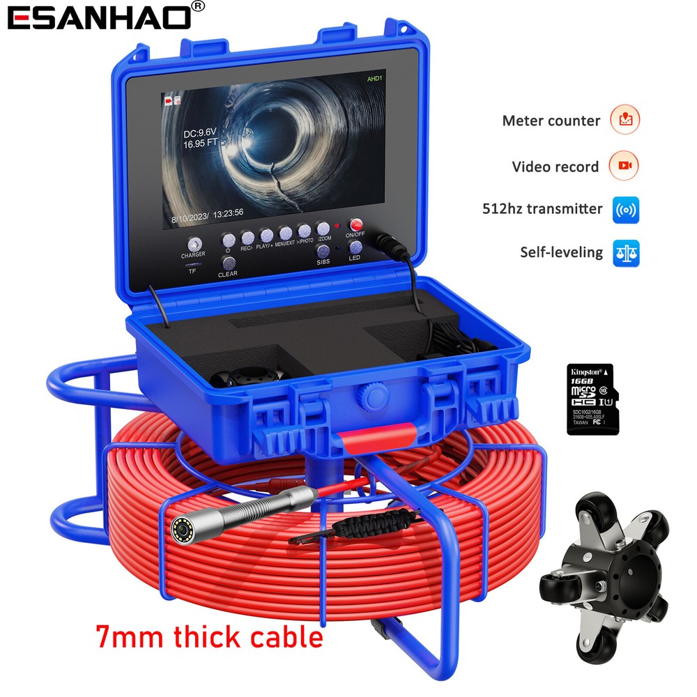 Sewer Camera Borescope Inspection Camera 50m 9inch 512hz Pipe Endoscope Camera