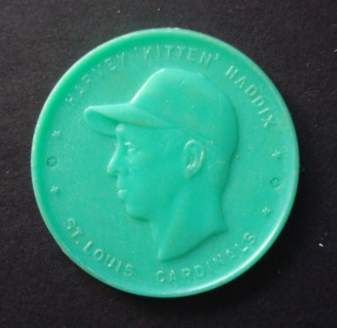 1955 Armour Coin Green HARVEY HADDIX St Louis Cardinals