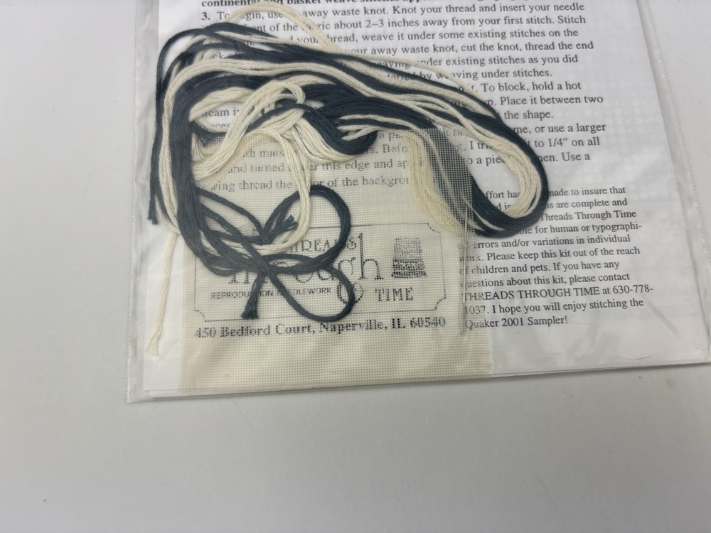 Threads Through Time The Quaker 2001 Sampler Needlepoint Pattern Kit 6S