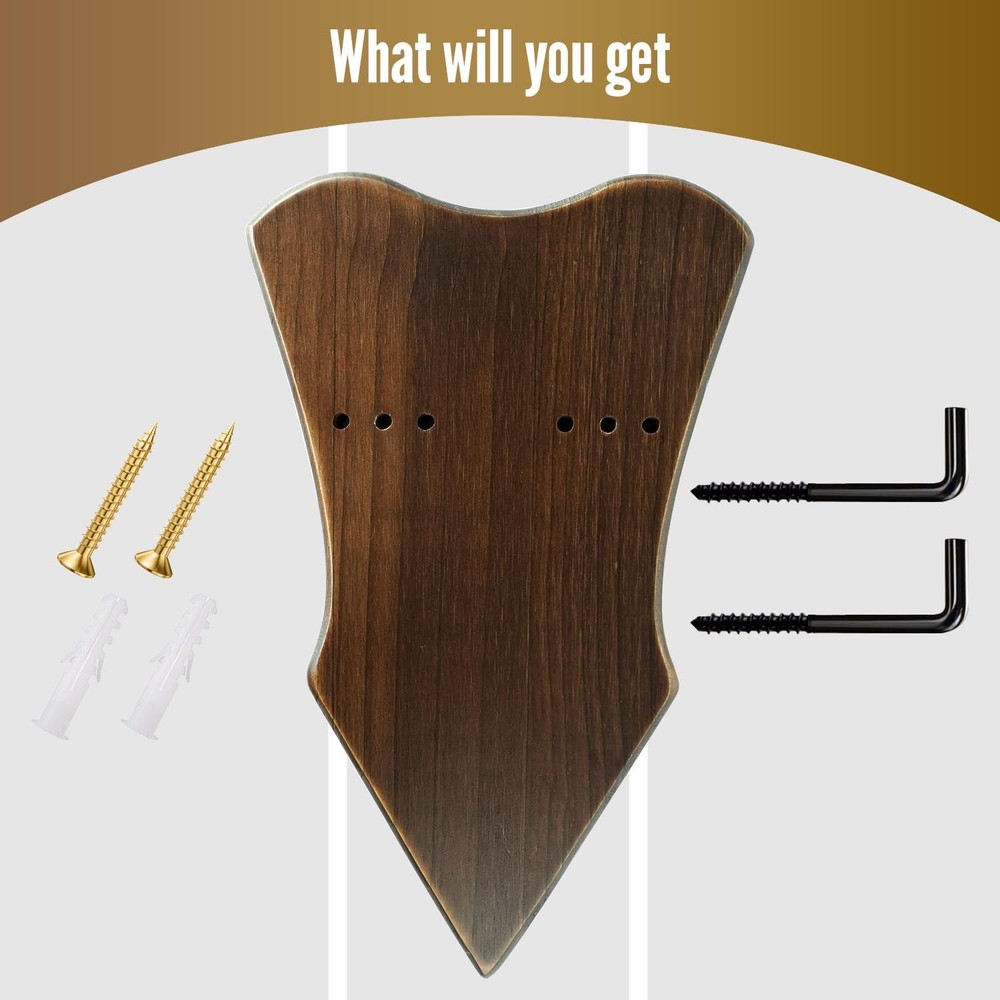 Sword Wall Mount Solid Wood Adjustable Plaque Vertical Display Hanger Rack Ho...