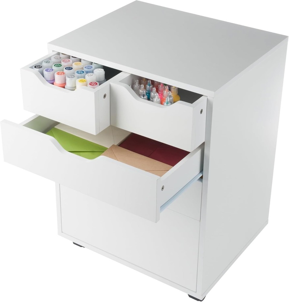Effortless Organization: Halifax White Mobile Cabinet with Easy-Glide Drawers