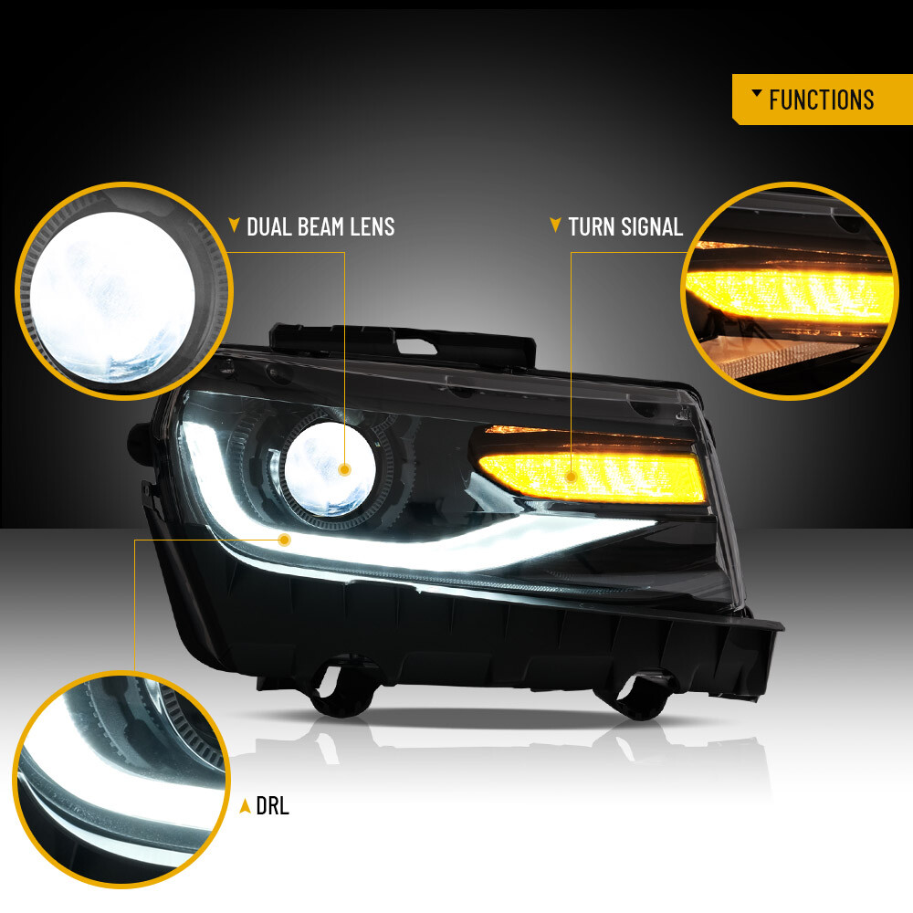 For 2014 2015 Chevy Camaro Upgrade 6th Gen Style Headlights Projector LED DRL'S