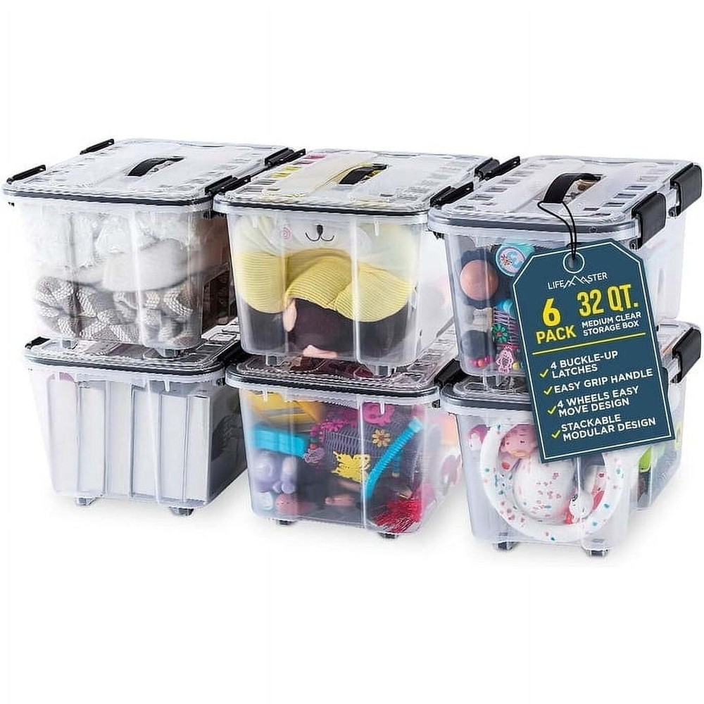 12 Quart Stackable Storage Box Clear Plastic Container Organizer Lightweight Bin
