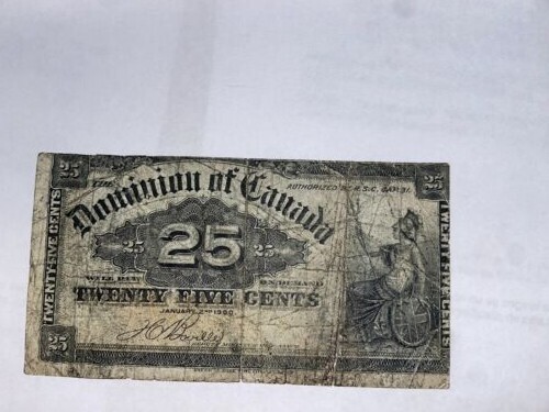 Canada 1900 25 Cent Shinplaster  Free Shipping | Cut Error / rare 