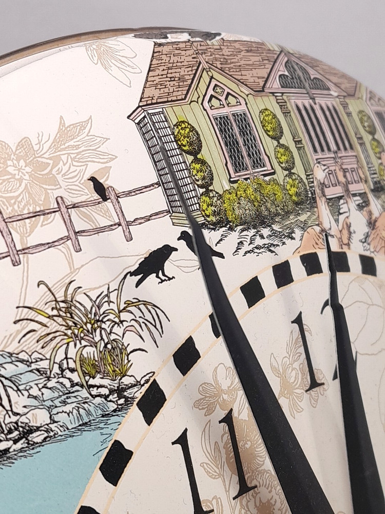 HTF Mackenzie Childs Aurora Hanging Wall Clock, Some Issues, Tested Working