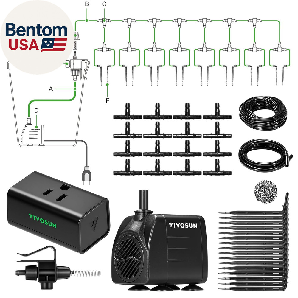 Automatic Drip Irrigation Kit, Smart Watering System with 16 Drip Emitters, 4Mm