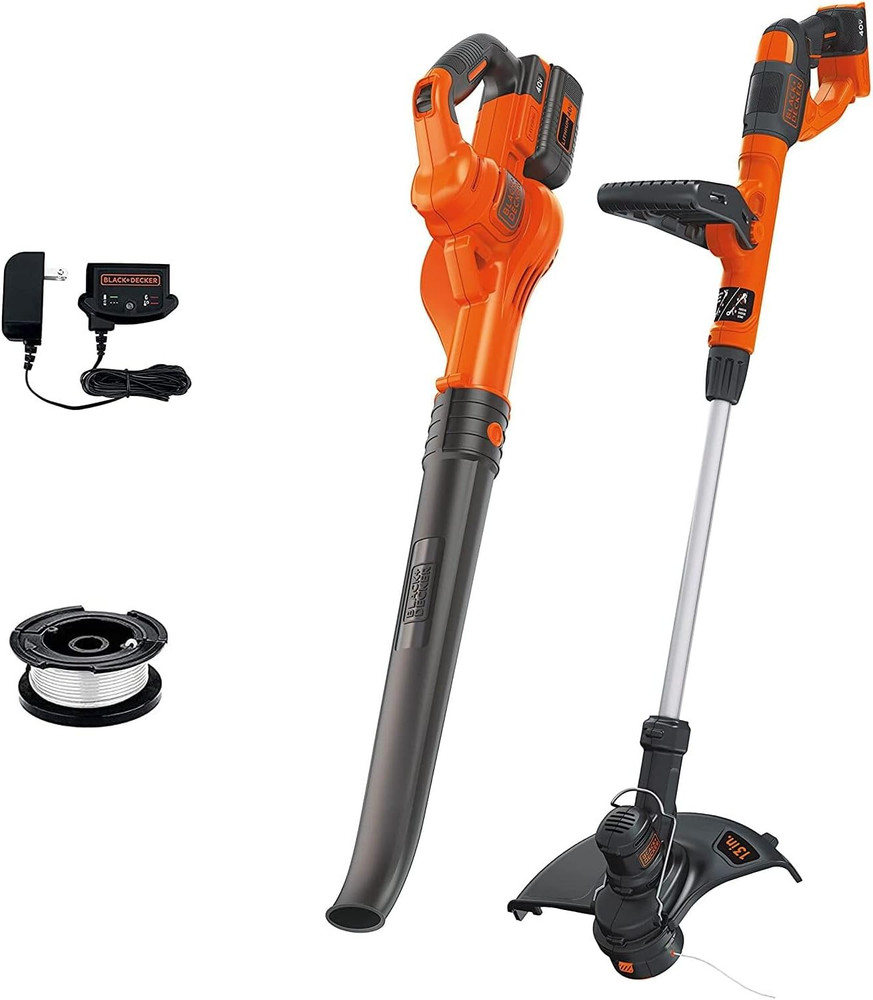 BLACK+DECKER 40V Max 13 In. String Trimmer Edger and Leaf Blower Cordless with B