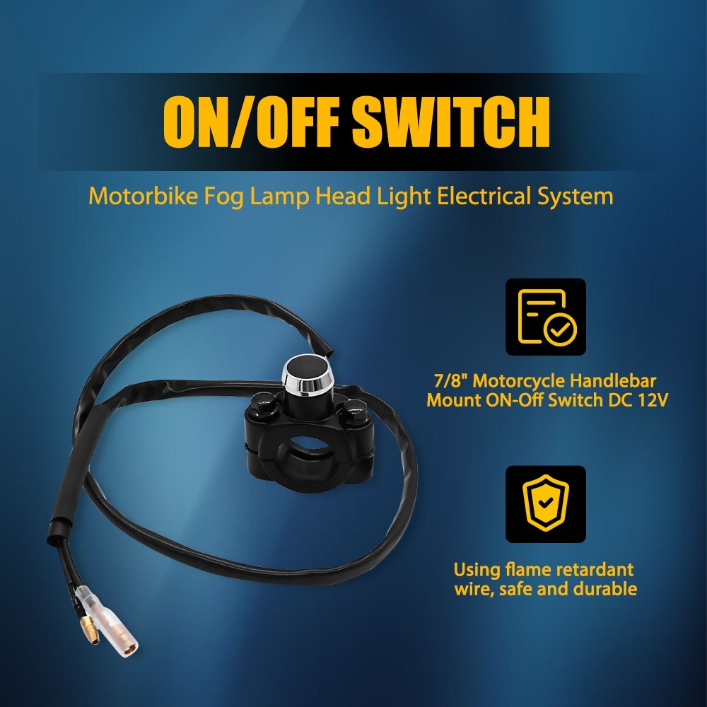 12V Motorcycle Switch Horn Handlebar Mount Push Button Momentary Start Universal