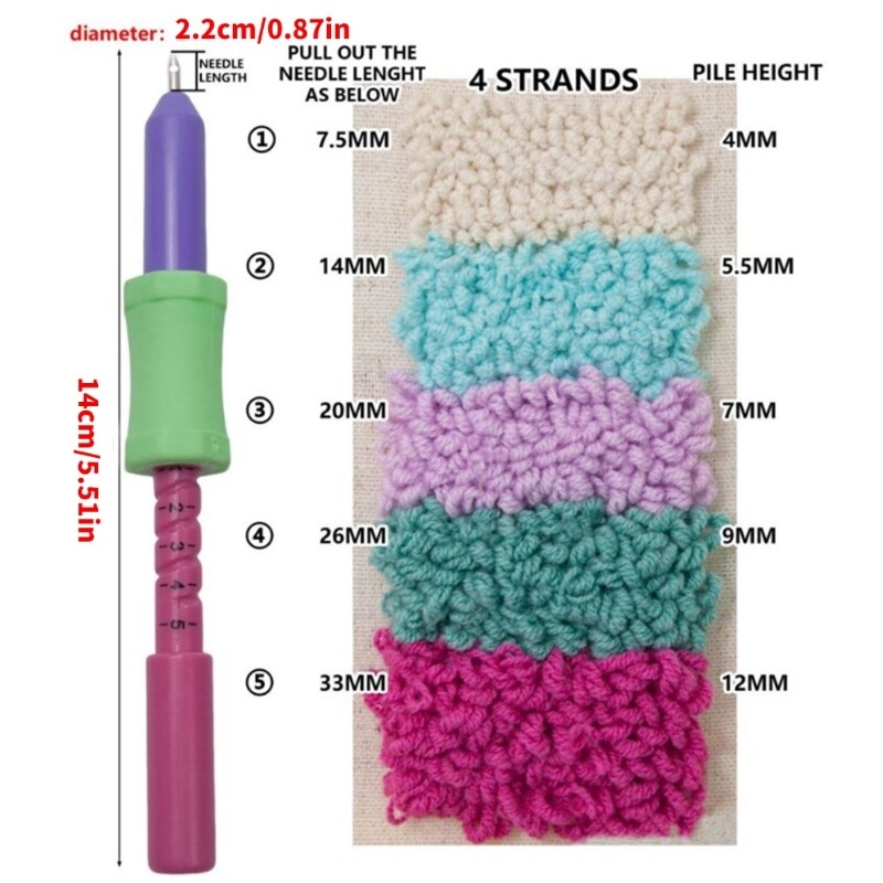 Adjustable Embroidery Pen with 2.2mm Needle Tip and Threader Punching Needle Set