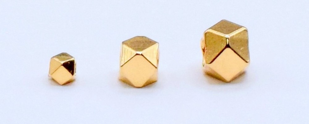 18K Gold Filled Spacer Square Cube Hexagonal Beads,Plain Various Sizes.