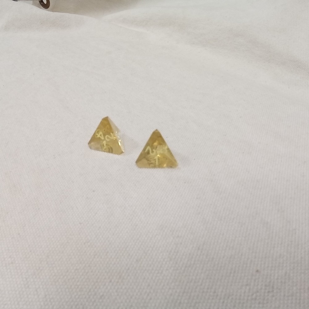 Gamescience dice, gem, d4, pair, inked in crayon