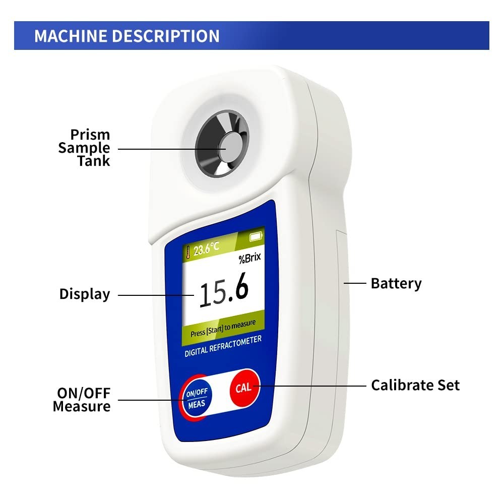 Versatile Brix Refractometer with Waterproof Design - Ideal for Food & Beverages